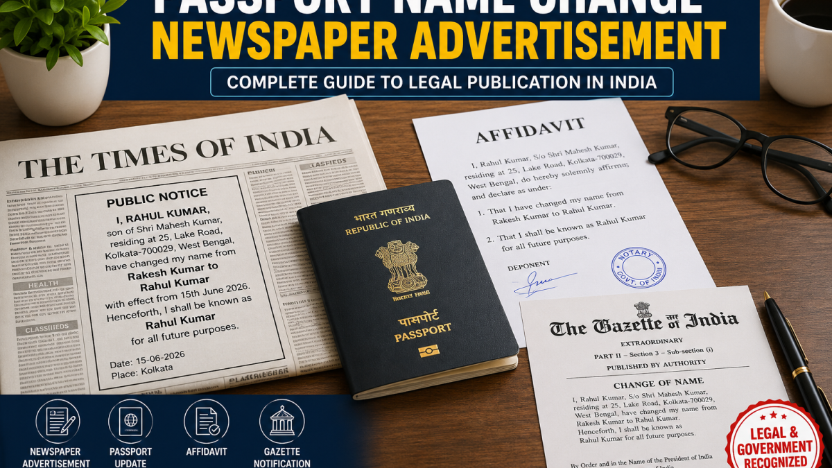 Passport Name Change Newspaper Advertisement